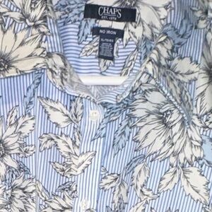 Chaps Blue Floral Casual Button Down Shirt